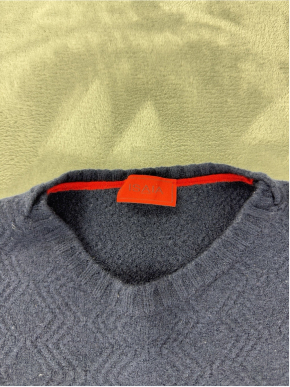 Isaia Napoli 100% Cashmere Navy Blue Sweater Mens Size Small - Picture 10 of 16